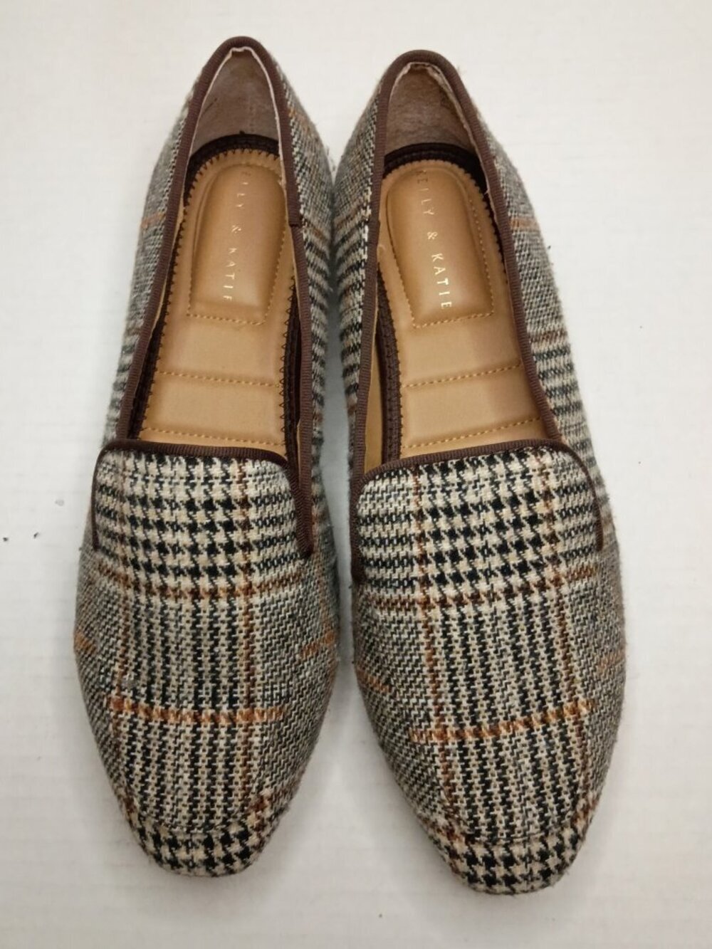 Kelly & Katie Posh Houndstooth Plaid Loafers Size 7.5M